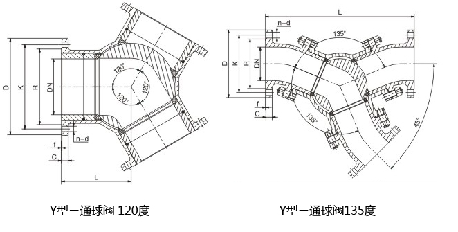 Y型三通球閥結(jié)構(gòu)圖